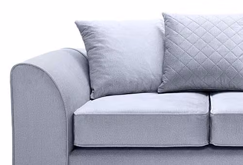 Abakus Direct Chicago 2 Seater Sofa in Silver Blue Velvet Fabric, W/D/H: 160 x 89 x 78 cm – 3