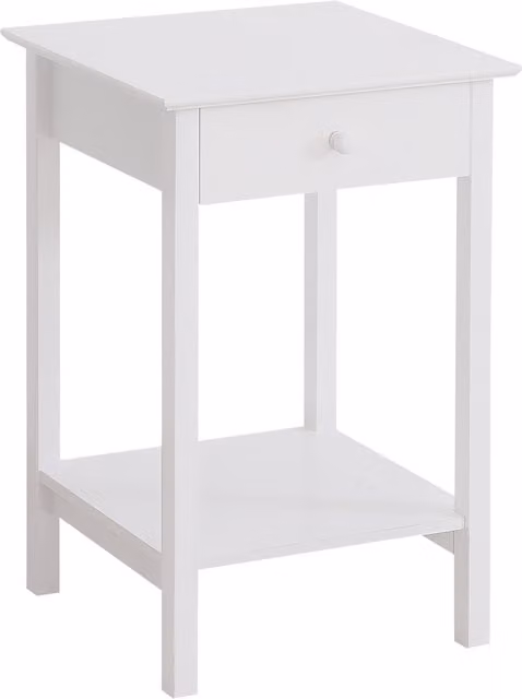 HOMCOM White Wooden Bedside Cabinet with Drawer and Shelf