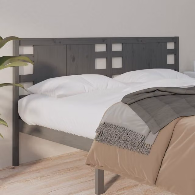 Berkfield Home Grey Rustic Solid Pine Wood Headboard W/D/H: 126 x 4 x 100 cm