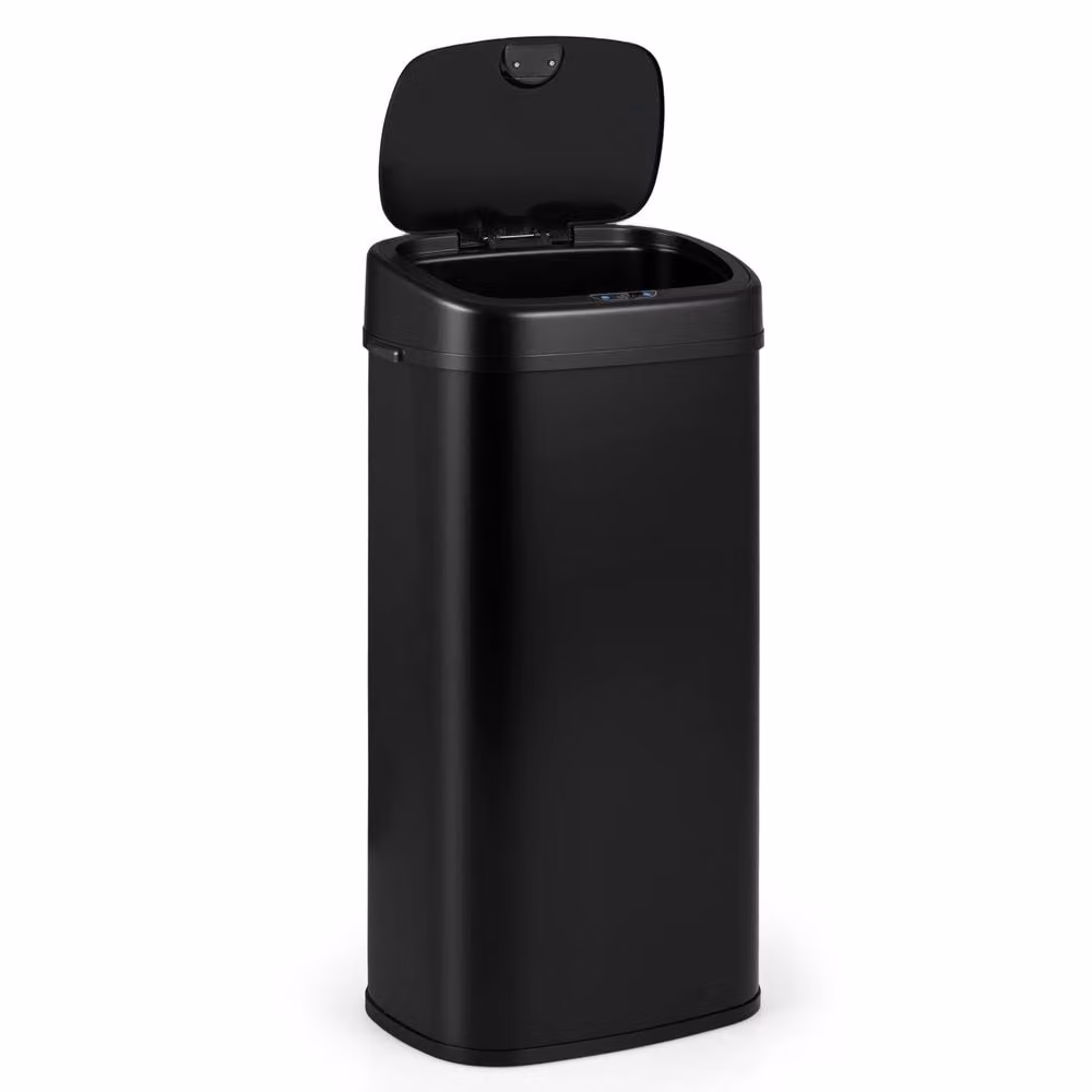 Costway 68L Infrared Motion Sensor Garbage Can with Dual-Zone Design and Soft-Close Lid in Black – 10