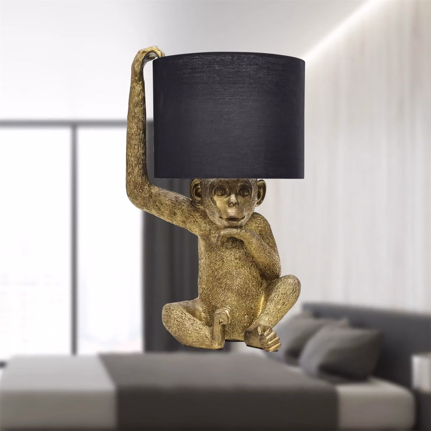 First Choice Lighting Norman Monkey Table Lamp Set of 2, Black and Gold/Brass – 3