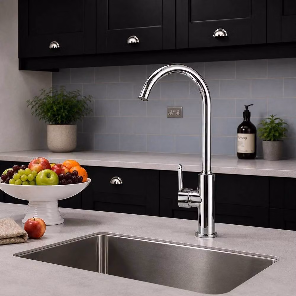 EONLION Single Lever Kitchen Mixer Tap with Swivel Spout in Silver Chrome – 2