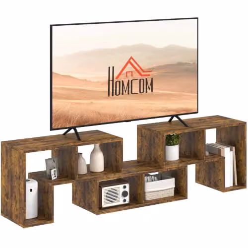 HOMCOM Rustic Brown TV Stand for Televisions up to 75 Inches
