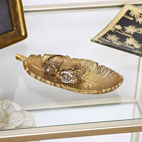 Melody Maison Gold Metal Feather Trinket Dish Plate – 1