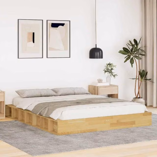 Berkfield Home Solid Wood Oak Bed Frame in Brown, W: 160 cm, D: 200 cm
