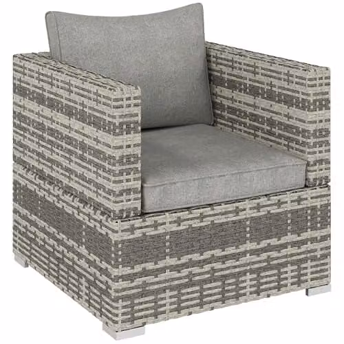 Outsunny Modern Grey Rattan Garden Chair for Terrace and Garden
