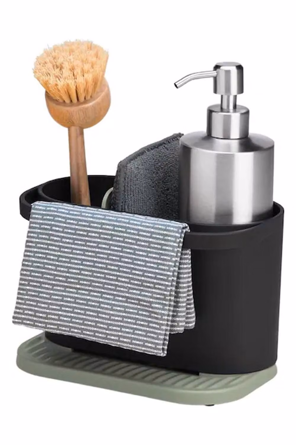 ReBorn Washing Up Bowl and Sink Tidy Bundle in Sage Green and Black – 3
