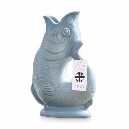 Wade Fish Ceramic Jug, 0.6 l, Eau De Nil Blue