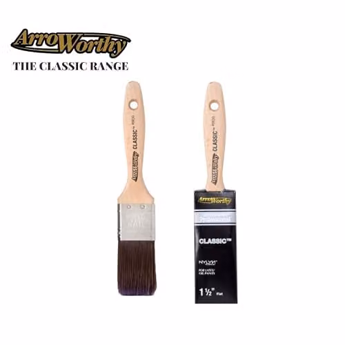 Arroworthy Classic Contractor Flat Beaver Tail Long Handle Synthetic Brush 1.5 inch – 2