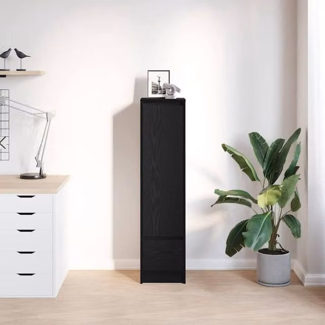 Berkfield Home Black Oak Highboard with Internal Drawers and Shelves, W/D/H: 29.5 x 34.0 x 119.5 cm – 1