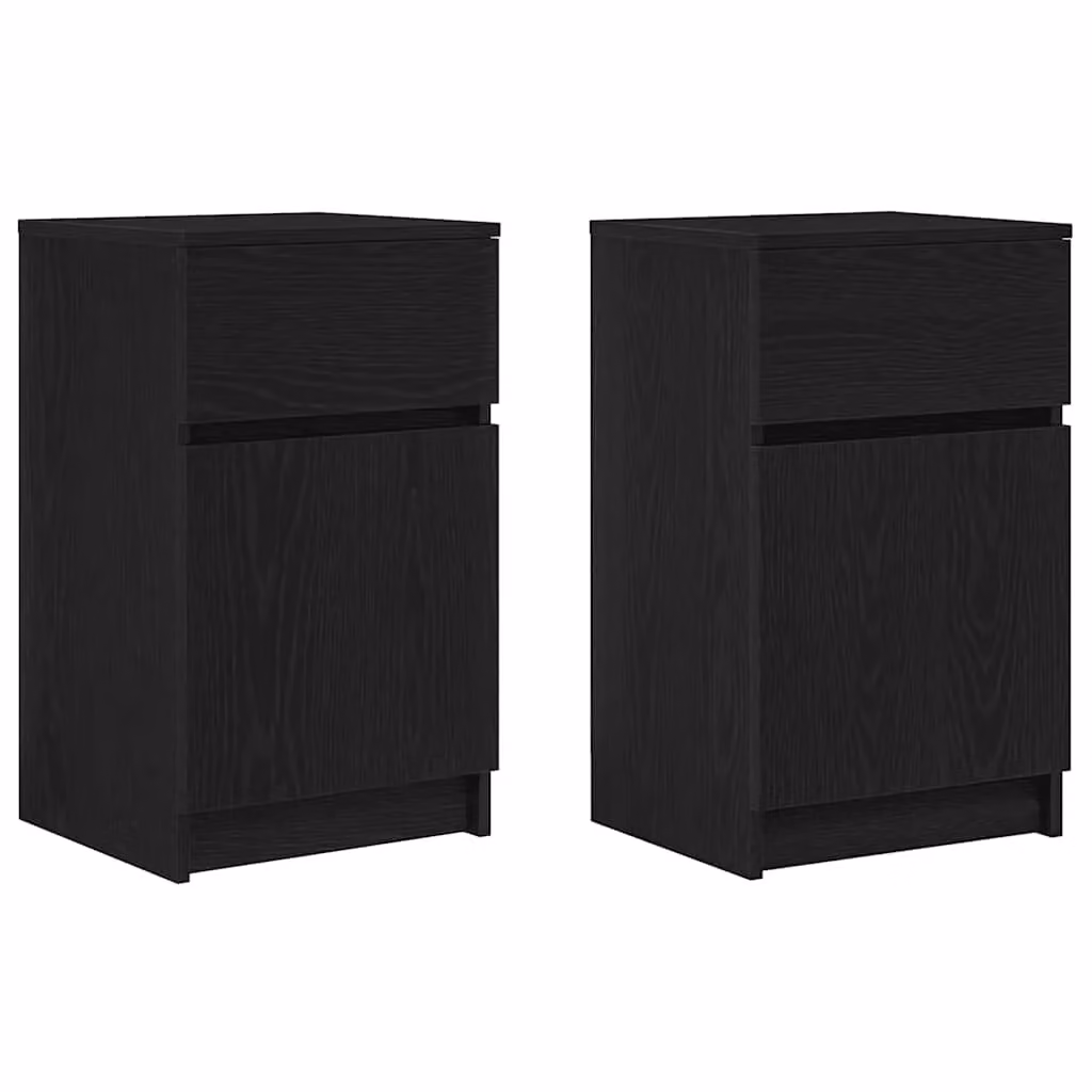Berkfield Home Set of 2 Black Modern Bedside Cabinets in Engineered Wood, W/D/H: 39 x 35 x 65 cm – 2