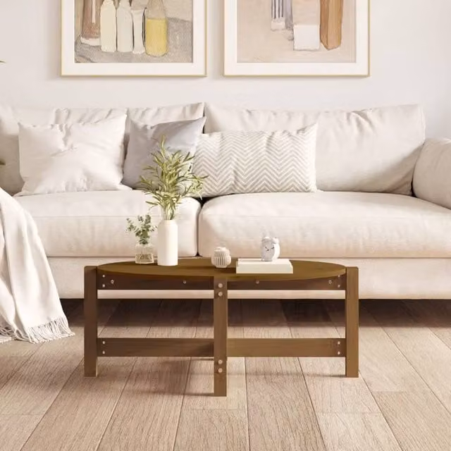Berkfield Home Beautiful Coffee Table in Honey Brown Solid Pine Wood, W: 87 cm, D: 48 cm, H: 35 cm