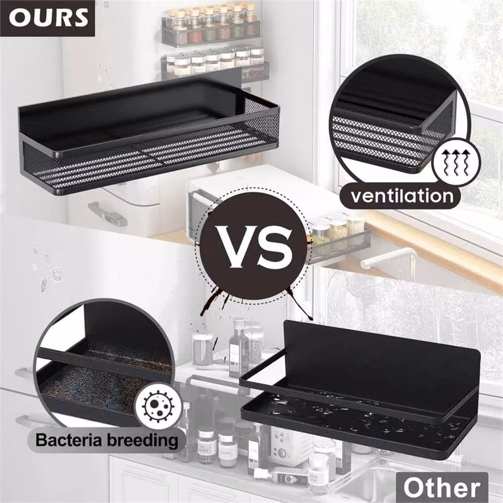 Kelvenix 3-Piece Magnetic Spice Rack for Refrigerator, Black – 6