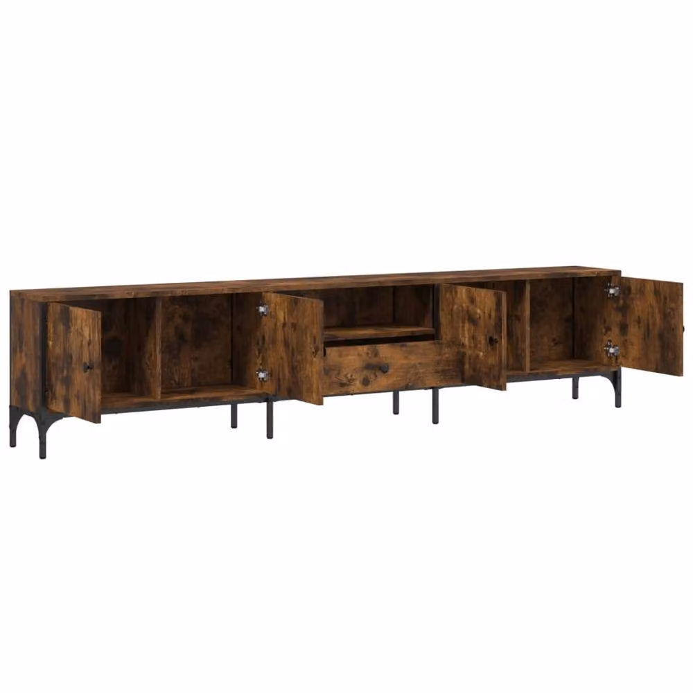 Berkfield Home TV Cabinet with Drawer in Smoked Oak Brown, W/D/H: 200 x 44 x 25 cm – 5