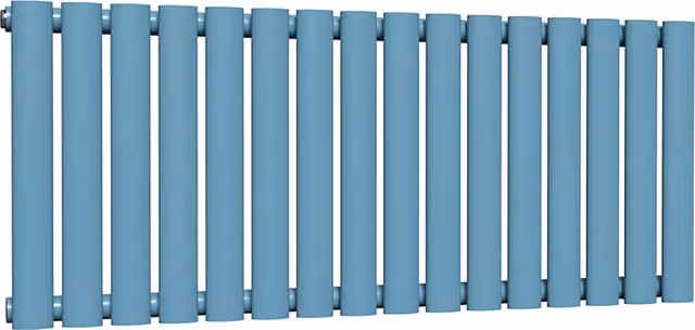 Lux Heat Oval Horizontal Single Wall Mounted Steel Radiator in Blue, W: 96 cm, H: 40 cm, D: 4 cm