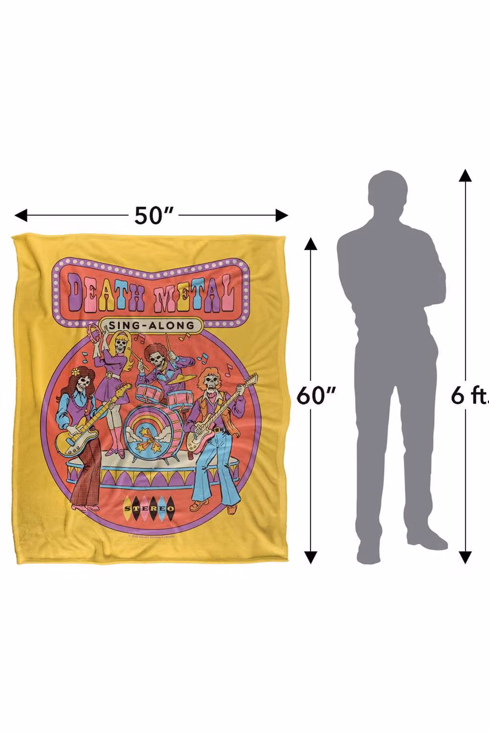 Steven Rhodes Death Metal Singalong Silky Super Soft Multicolour Fleece Throw Blanket W/D/H: 152 x 127 x 1 cm – 2