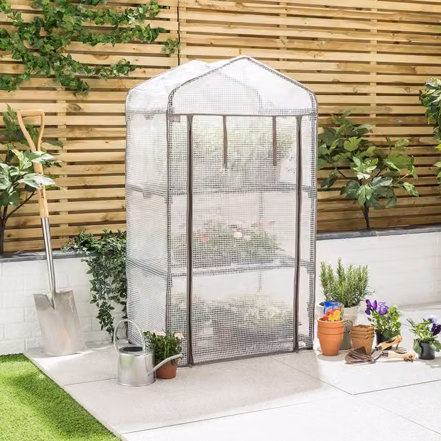 Christow 3 Tier Transparent Plastic Growhouse Cover, W/D/H: 125.0 x 69.0 x 49.0 cm