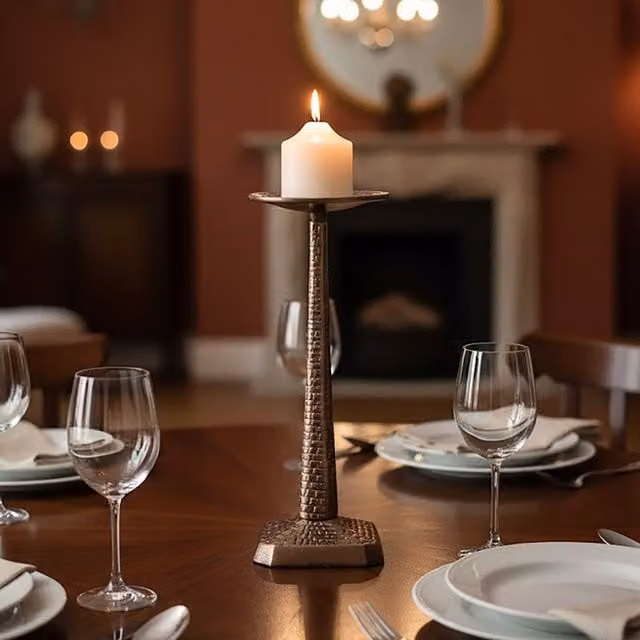 Orsina Arya Large Pillar Candle Holder in Grey and Bronze Metal