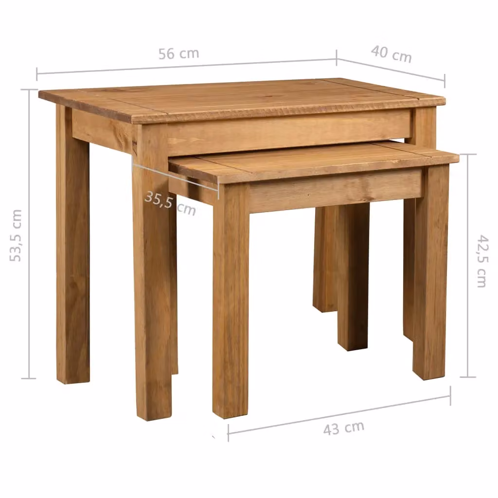Berkfield Home Panama Range Nesting Tables, Set of 2, Solid Pine Wood, Brown – 5