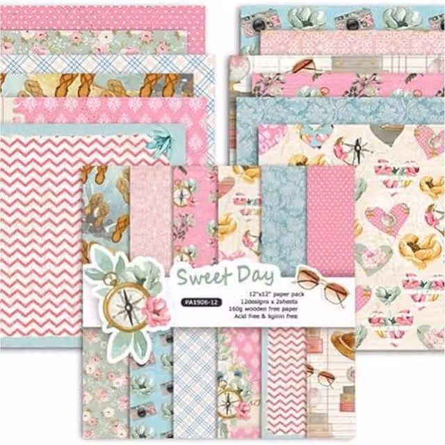Syntego Custom Scrapbook Paper Set in Pink and Multicolour