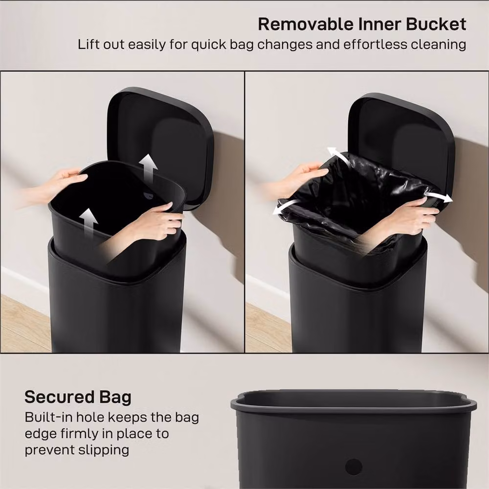 Nordara 30L Black Metal Kitchen Pedal Bin with Lid and Removable Inner Bucket – 4