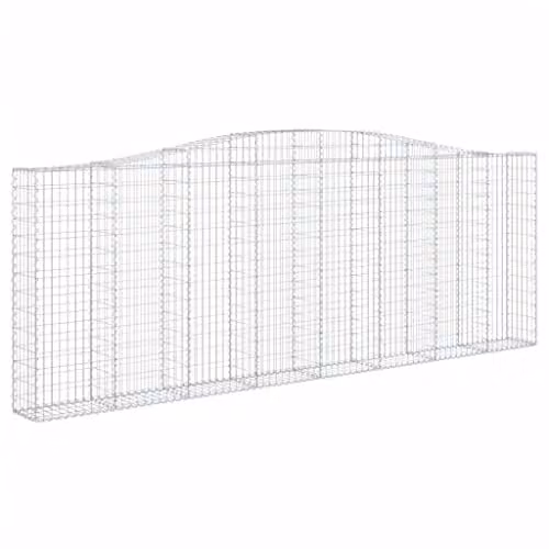 vidaXL 10-piece Arched Gabion Baskets in Silver Galvanised Steel, W/D/H: 400 x 30 x 140/160 cm