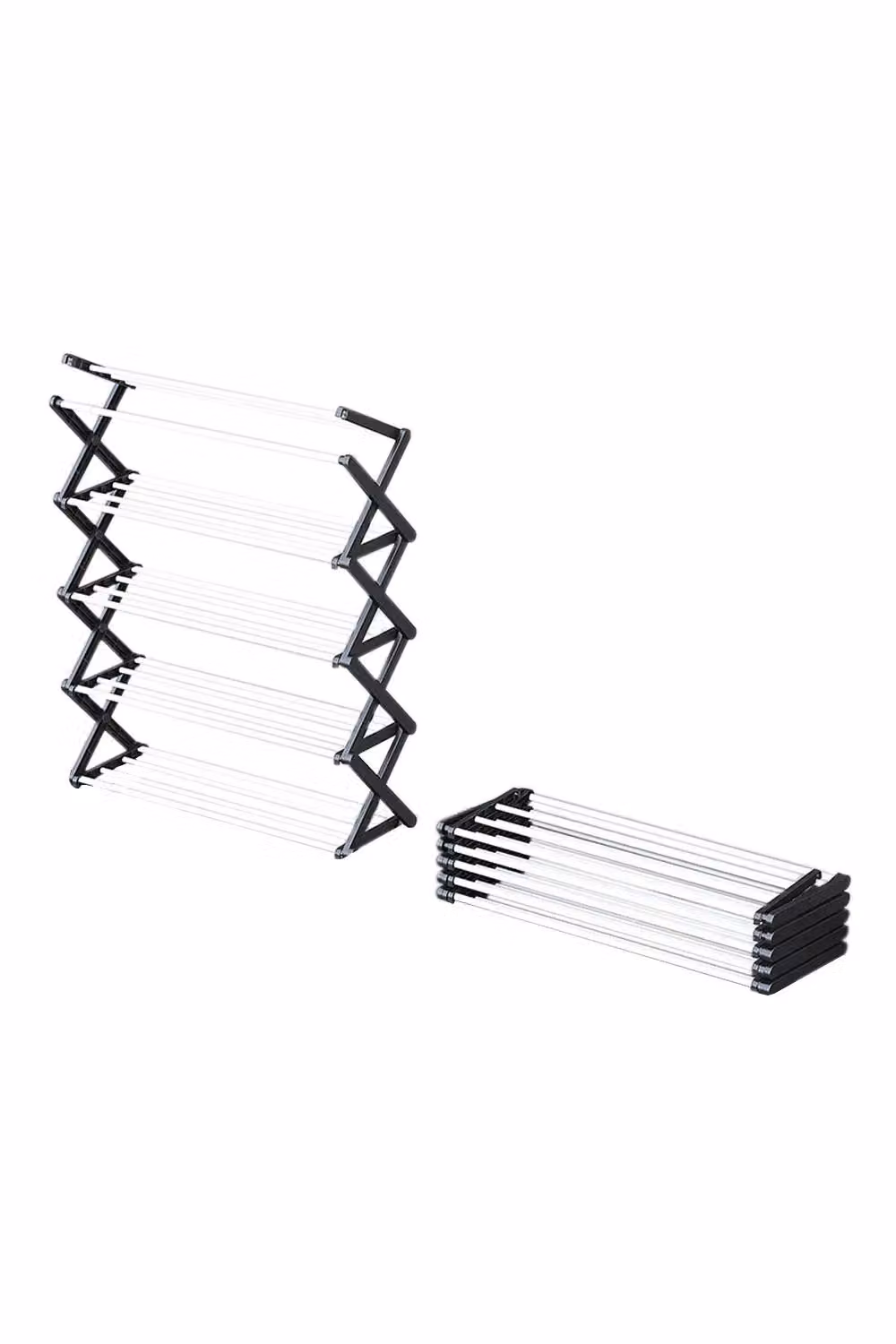 Livingandhome 5-Tier Foldable Metal Shoe Rack in Black, W: 59.5 cm, D: 20.8 cm, H: 70.2 cm – 2