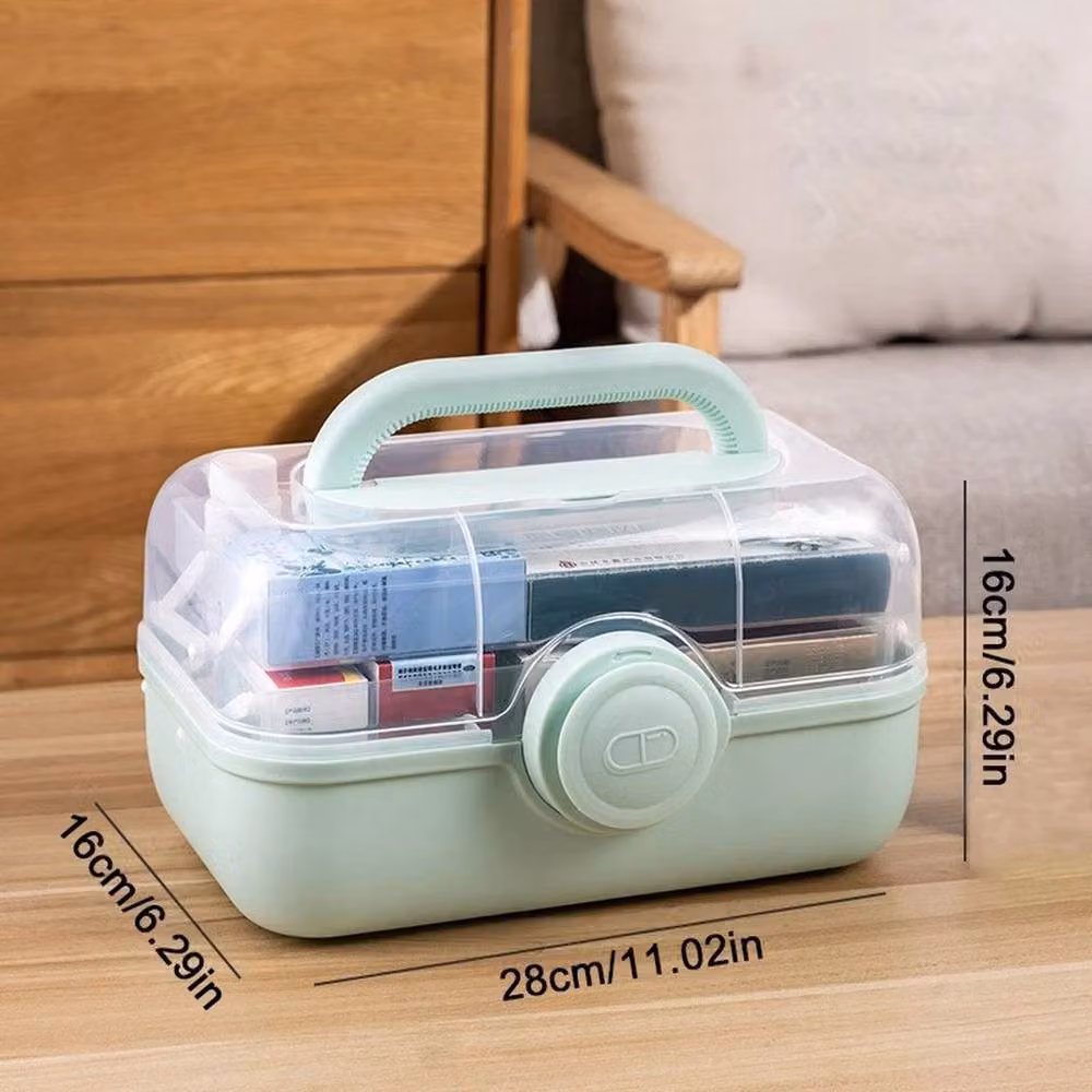 EONLION Medium Portable Medicine Organiser Box in Green – 2