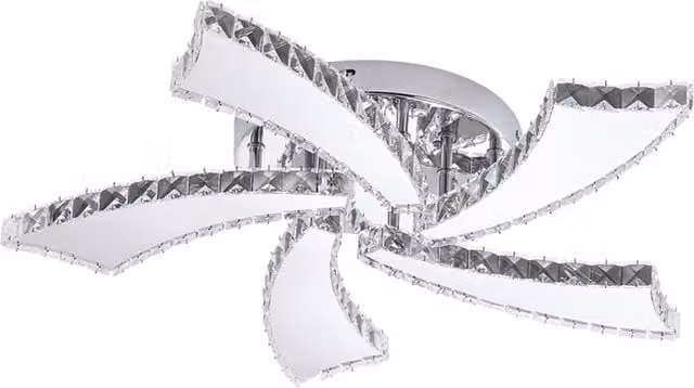 Living Star Petal Design Adjustable LED Crystal Ceiling Light in Chrome and Transparent