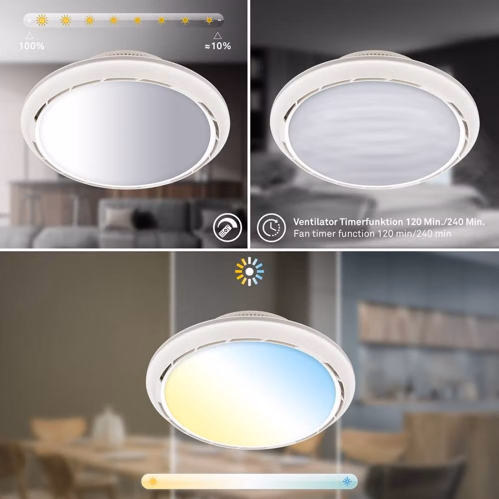 Briloner White LED Ceiling Light with Fan, CCT Dimmable and Remote Control – 4