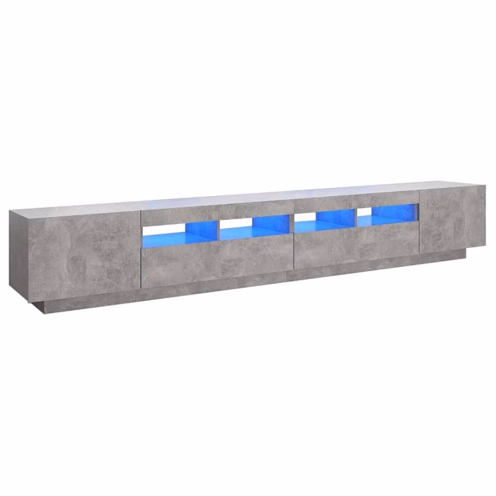 Berkfield Home Modern TV Cabinet with Integrated LED Lights in Concrete Grey, W: 260 cm, D: 35 cm, H: 40 cm – 2