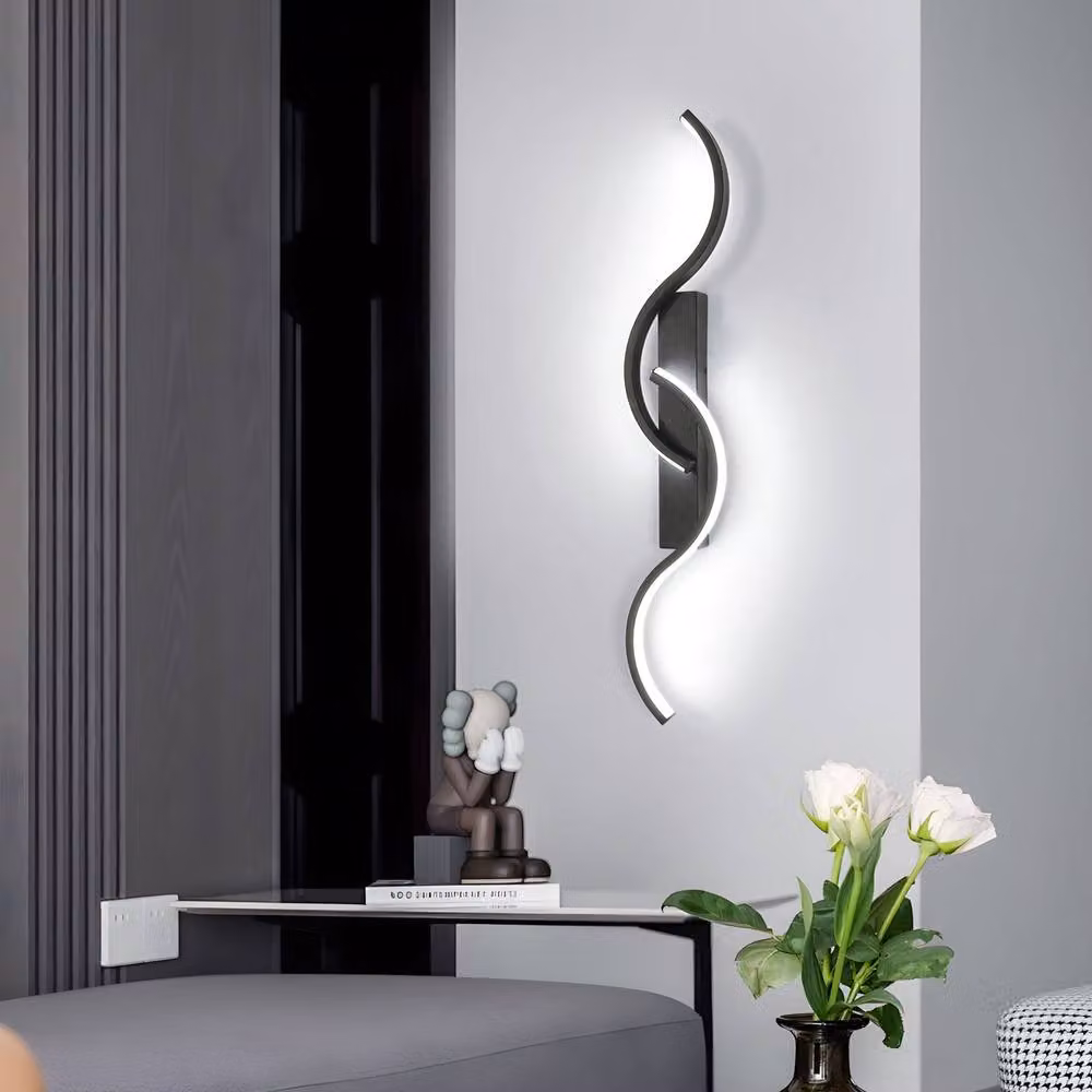 Goeco Modern LED Arc Wall Light in Black for Bedroom and Hallway, 6500K Cool White – 2