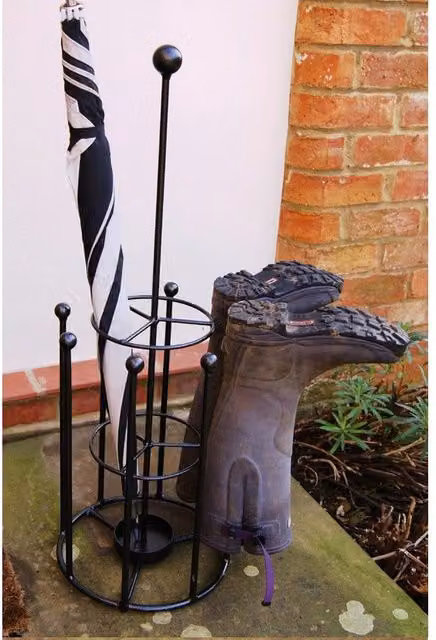 Poppyforge Black Metal Umbrella and Boot Stand, W/D/H: 30.4 x 30.4 x 83.8 cm