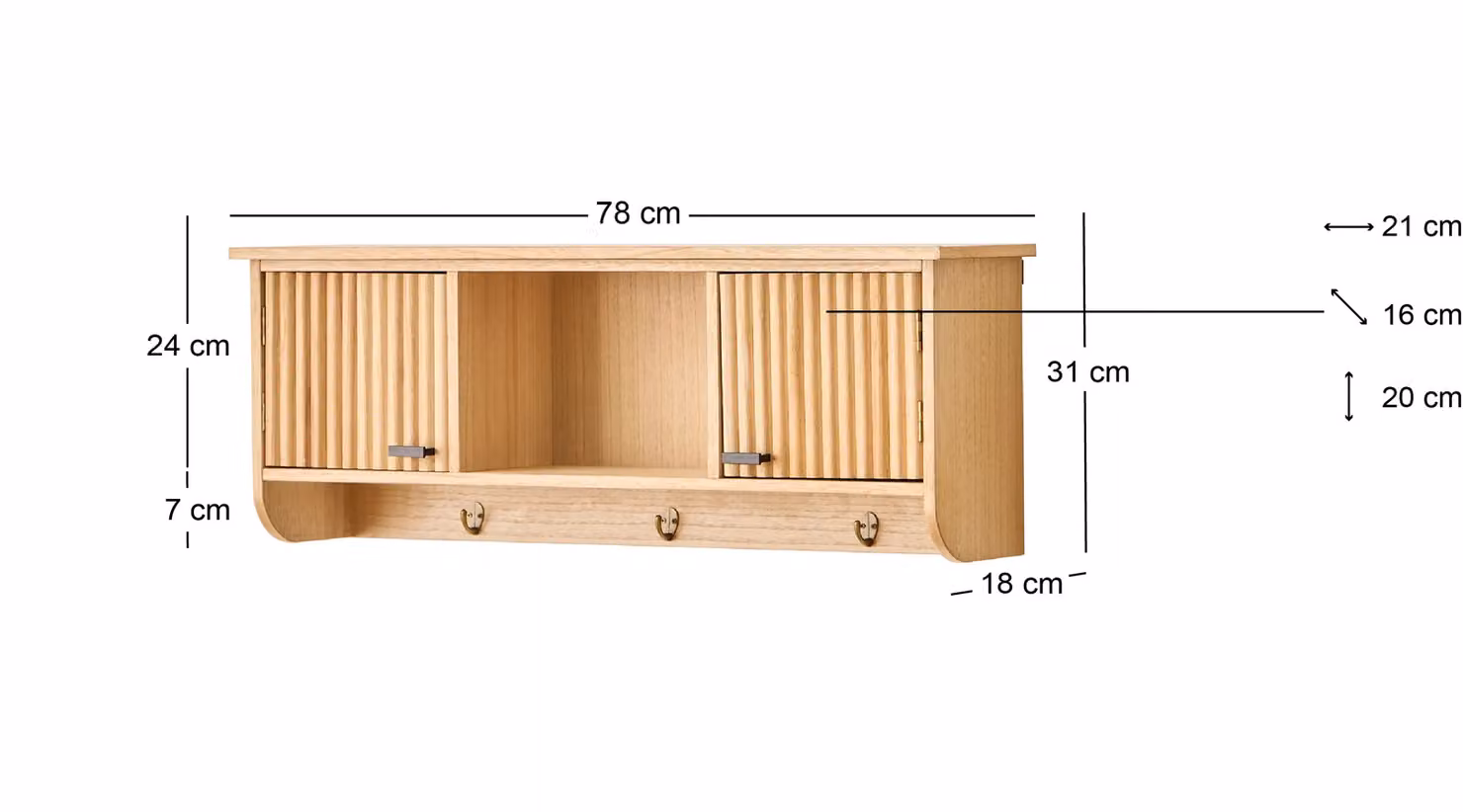 Nordlys Scandinavian Wooden Wall Coat Rack with 2 Doors in Brown – 2