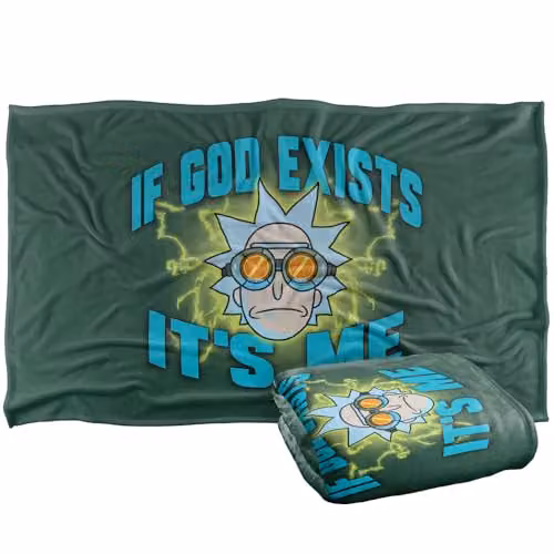 LOGOVISION Rick and Morty If God Exists Super Soft Fleece Throw Blanket, Multicolour, W: 91.44 cm x D: 91.44 cm x H: 147 cm