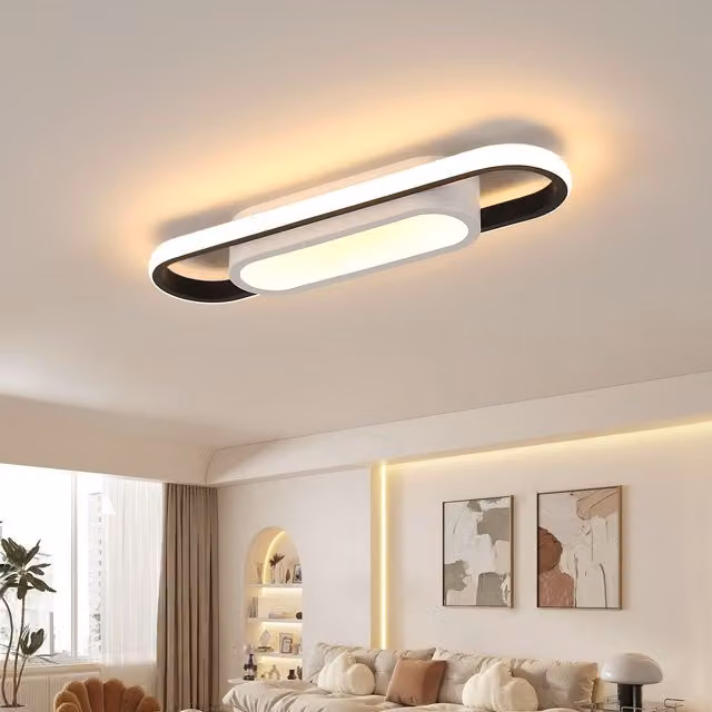 COMELY Black Oval LED Ceiling Light, 30 W, Warm White
