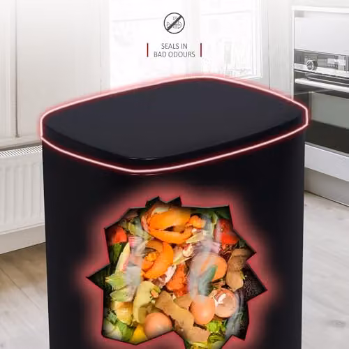 NETTA 50L Stainless Steel Kitchen Pedal Bin in Black with Soft Close Lid and Removable Inner Bucket – 4