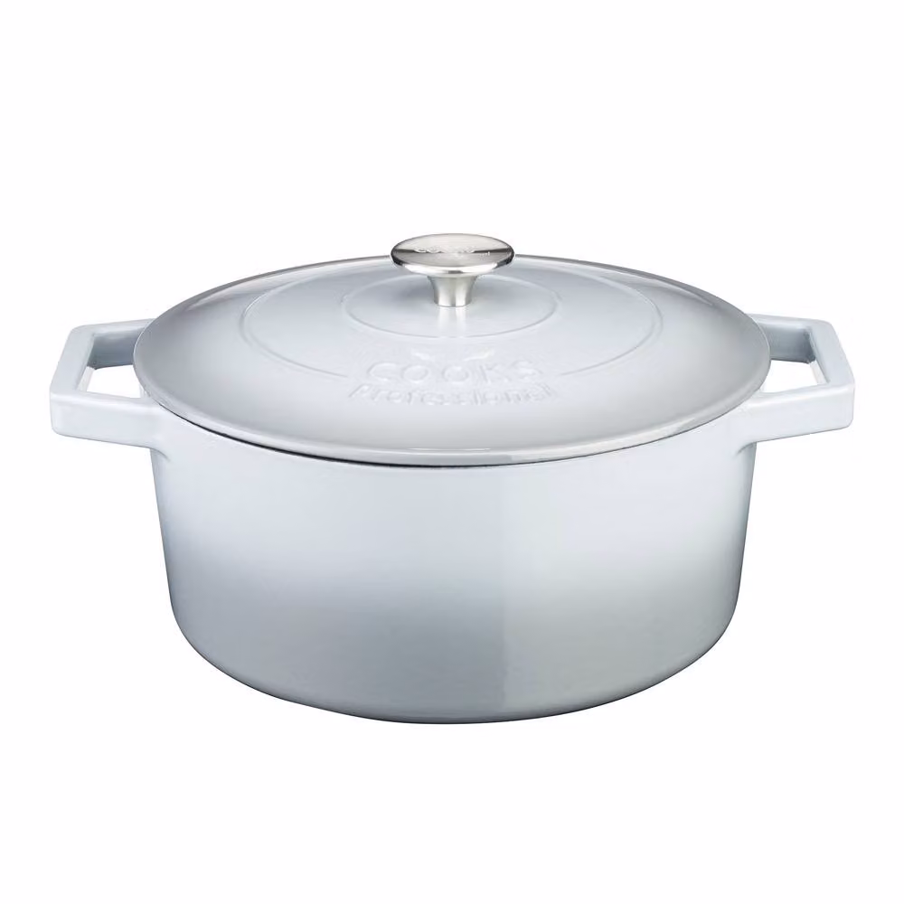 Cooks Professional Set of 3 Enamelled Cast Iron Casserole Dishes with Lids, Grey – 3
