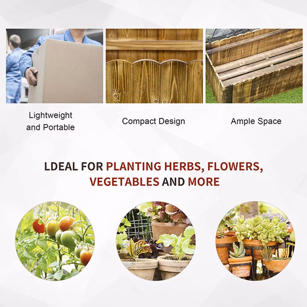 Outsunny Wooden Raised Flower Bed in Brown, W/D/H: 100 x 40 x 30 cm – 3