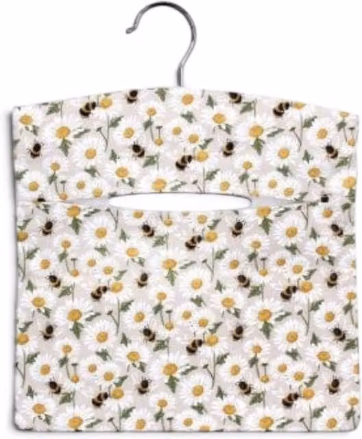 Gisela Graham Springtime Bumble Bee and Daisy Design Fabric Peg Bag in White