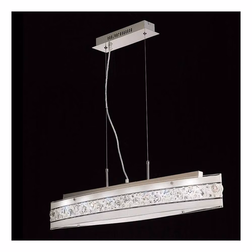 Netlighting Cosmic 5-Light Adjustable Ceiling Pendant Bar in Polished Chrome with Grey Glass and Crystal – 2