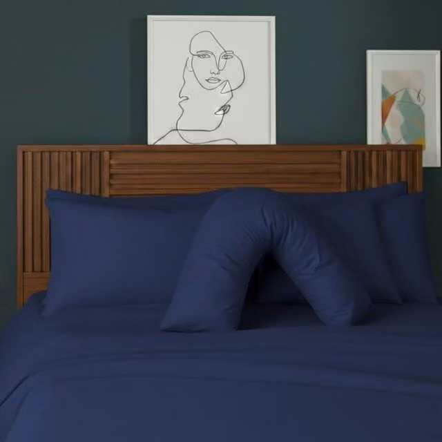 Snug City V Shape Maternity Pillowcase in Blue Polycotton – 1