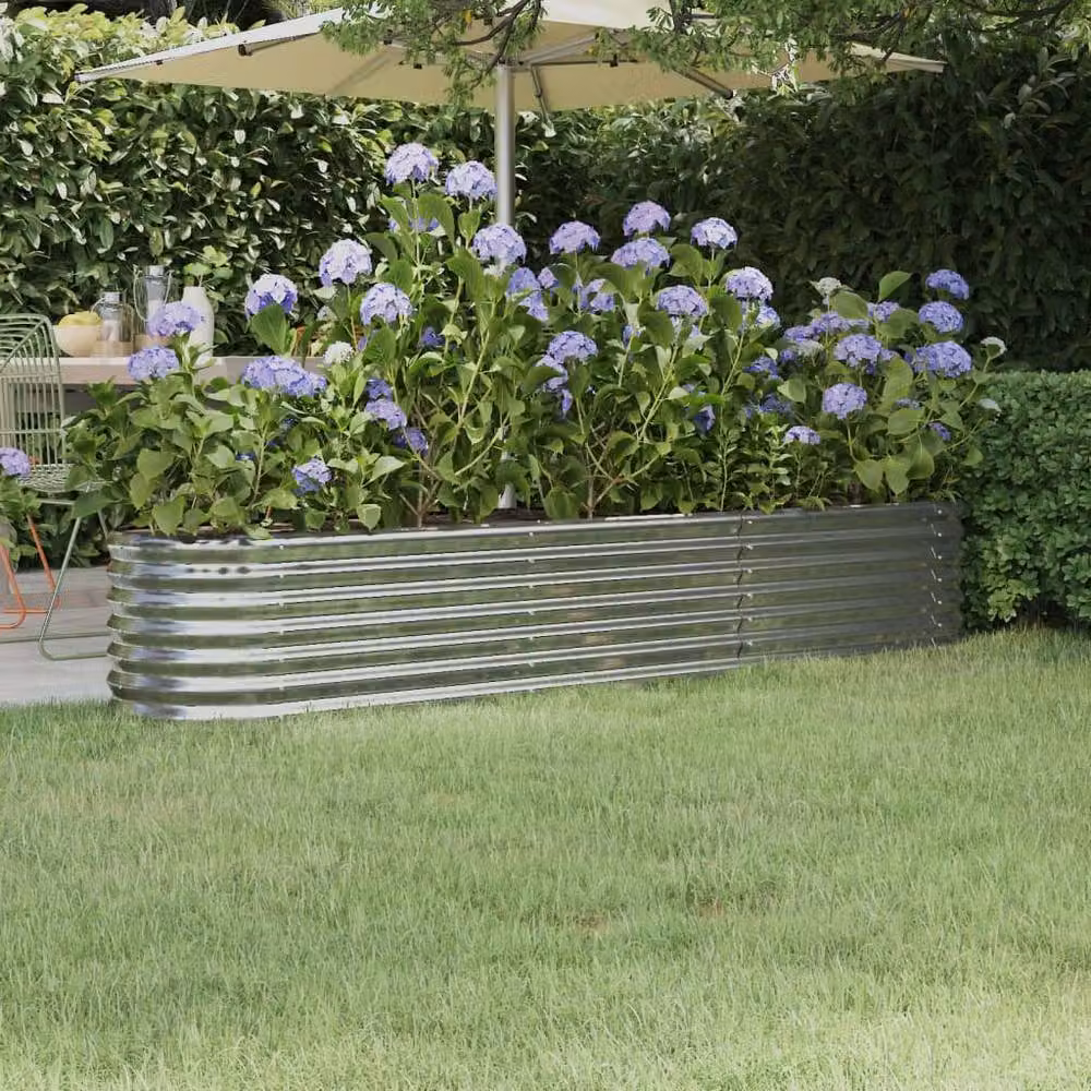 Berkfield Home Garden Silver Powder-coated Steel Raised Bed, W/D/H: 224 x 40 x 36 cm – 2