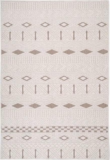 The Rug House Scandi Looped Pile Area Rug in White and Beige, W: 160 cm, L: 230 cm