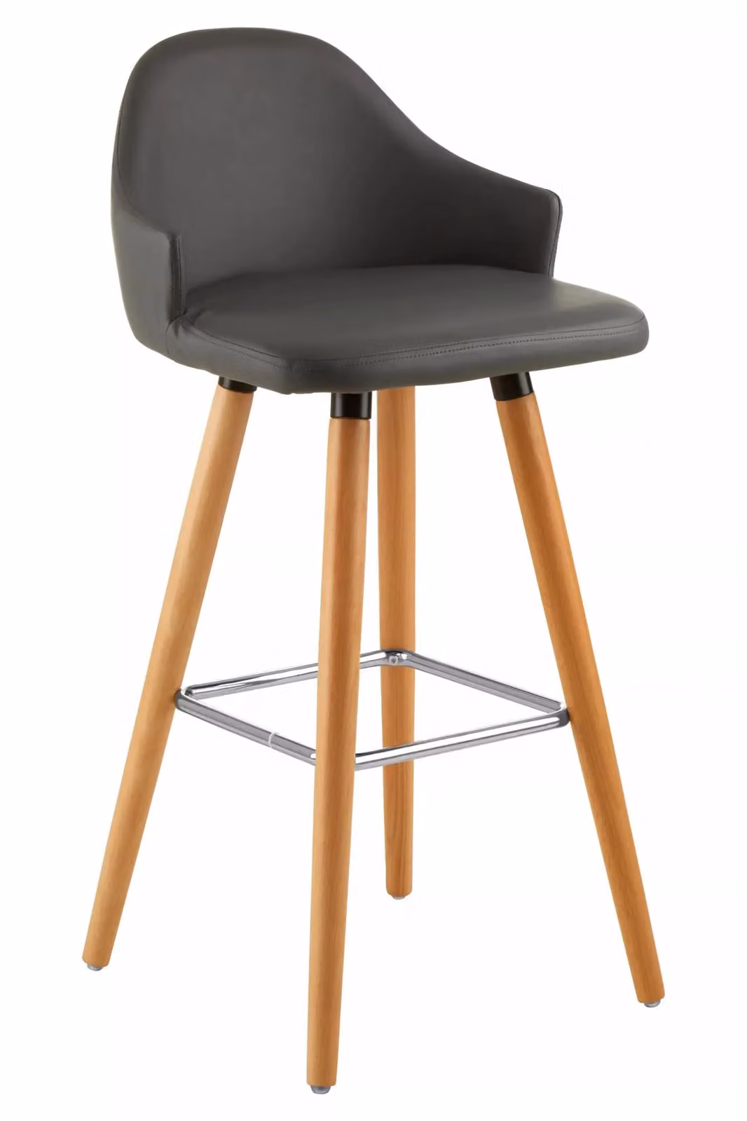 Orsina Black and Grey Synthetic Leather Bar Stool with Beechwood and Metal Legs – 2