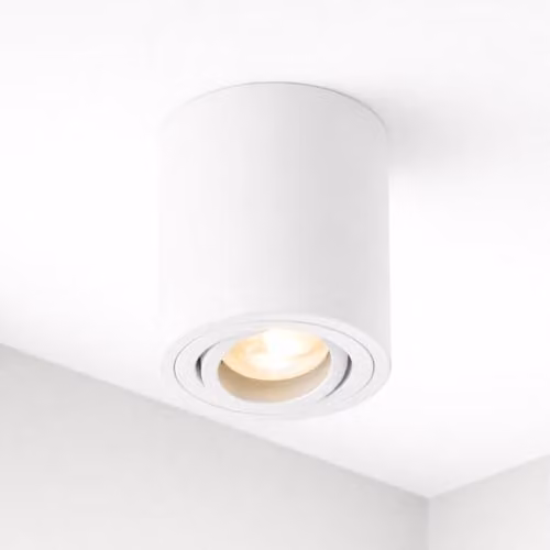 CGC Lighting Modern Round White Surface Mount Ceiling Spotlight with Adjustable Tilt and GU10 Bulb Compatibility – 1