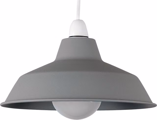 ValueLights Retro Style Round Metal Ceiling Pendant Light Shade with Cement Stone Effect in Grey