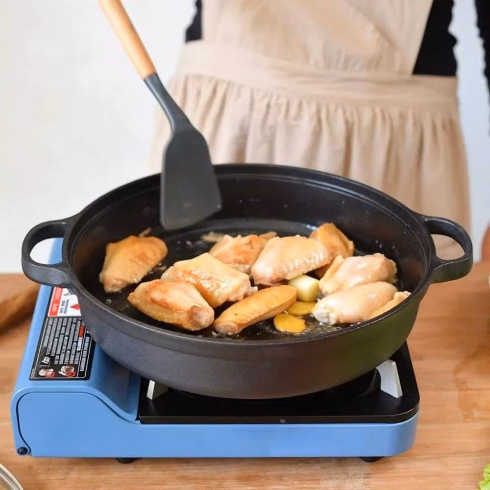 PAWNORA Cast Iron Casserole Frying Pan with Lid, Grey, 25cm – 2