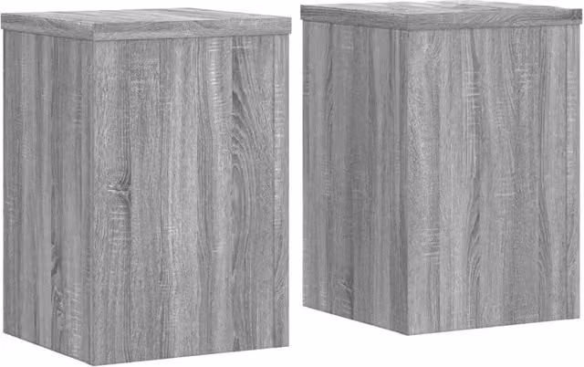Berkfield Home Set of 2 Grey Modern Square Plant Stands, W/D/H: 20 x 20 x 30 cm