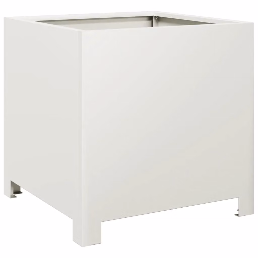 Berkfield Home Steel Garden Planter Tub, White, W/D/H: 40 x 40 x 40 cm – 2